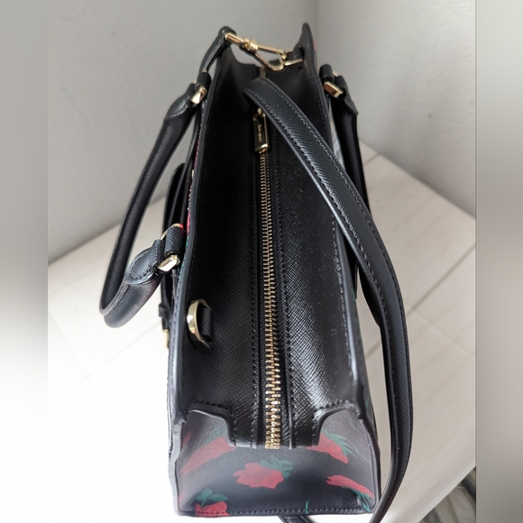 KATE SPADE MADISON MEDIUM SATCHEL SHOULDER BAG TOTE ROSE TOSS PRINT  LEATHER - Picture 2 of 4